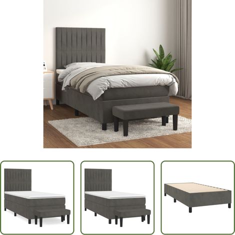 Matratze - Boxspringbett mit Matratze Dunkelgrau 100x200 cm Samt (1/5)