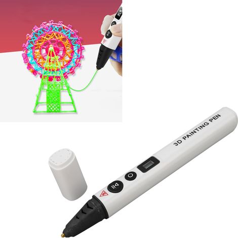 Stylo d'impression haute température, stylo intelligent 3D avec écran LCD, version anglaise, blanc (1/5)