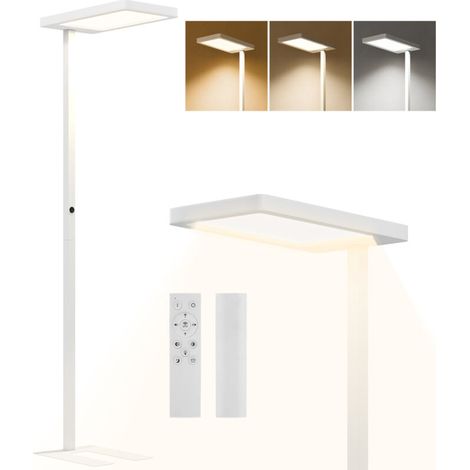 Lampadaire sur pied salon LED dimmable spectre complet pour le soin des yeux télécommande 60 x 32 x 196 cm blanc