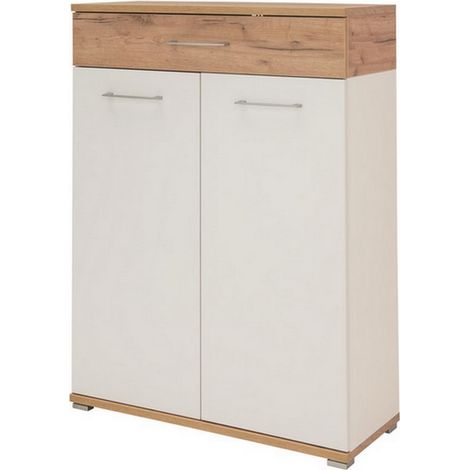 Meuble à chaussure blanc et bois Cheyenne (1/5)