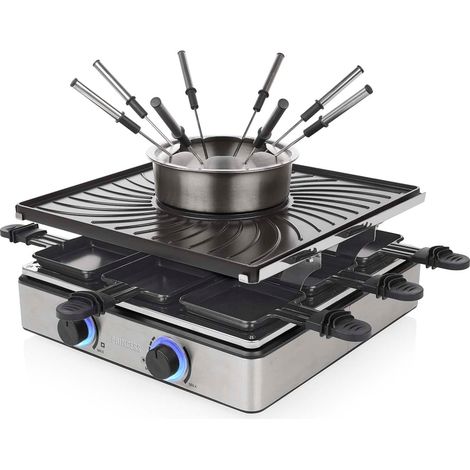 Griglia per raclette e fonduta, 31x31 cm, 1700 W, 1,3 l