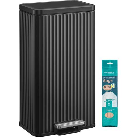 Poubelle de Cuisine, 30 L, avec Pédale, en Acier, Gain de Place (1/5)