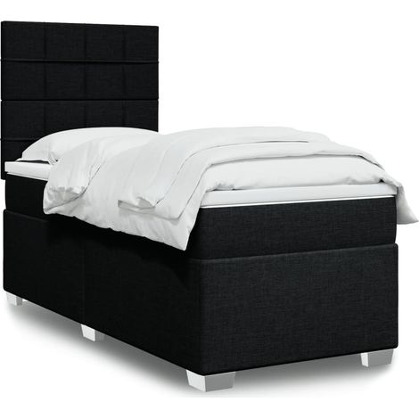 Boxspringbett mit Matratze Schwarz 90x200 cm Stoff