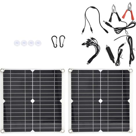 2 Pièces Panneau Solaire Flexible 15W Portable, Chargeur Solaire pour Téléphone en Urgence, Système Photovoltaïque de Camping (1/5)