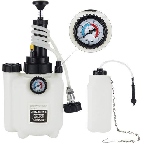 Bremsenentlüftungsgerät, 3-Liter-Bremsenentlüftungsset, Brems- und Kupplungsflüssigkeit für Autos mit 1-Liter-Auffangflasche, universeller E20-Adapter - (1/5)