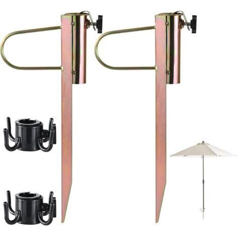 Lot de 2 Supports Métal Parasol, Ajustable pour Parasol de 22 à 32mm, Idéal Jardin & Terrasse (1/5)