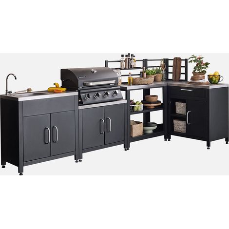 Cocina exterior 5 módulos acero inoxidable con barbacoa gas 4 quemadores