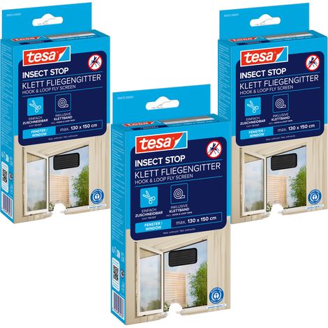 Moustiquaire TESA pour fenêtre, en maille, fermeture Velcro, noire, 1,3 x 1,5 m x 3 (1/5)