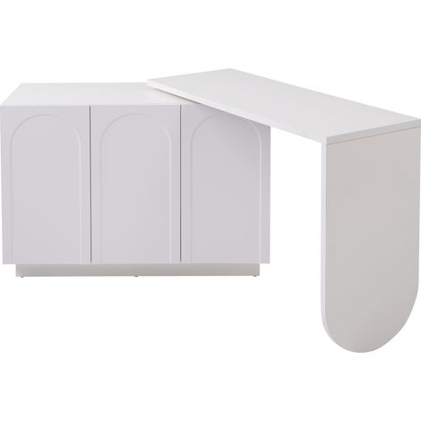 Escritorio esquinero en L giratorio blanco de MDF 110 cm HOMVRA (1/5)