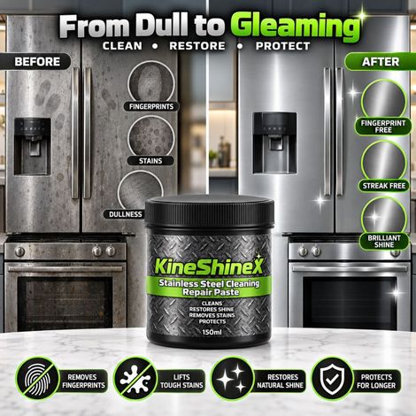 KineShineX Edelstahl-Reinigungs-, Reparatur- und Polierpaste – Multifunktionale Reinigung und Politur für Haushaltsgeräte, Kochgeschirr und Spülbecken (1/5)