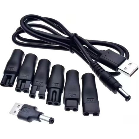 Câble d'alimentation USB 5 V compatible,Chargeur de rasoir 5 V,6 fiches USB multifonction pour tous les types de tondeuses électriques,rasoirs,appareils d'entretien,purificateurs d'air et autres (1/5)