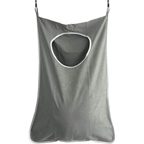 Sac à linge suspendu à la porte, sac de rangement ménager, sac à linge sale, panier à linge grande capacité (gris) (1/5)