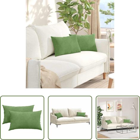 vidaXL Cojines de sofá 2 pcs Verde claro 50 x 30 cm Tela de pana (1/5)