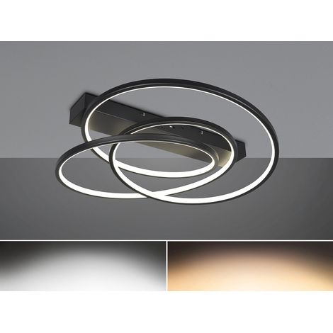 Moderne dimmbare LED Deckenleuchte DARVIN Schwarz, Breite 64cm (1/5)