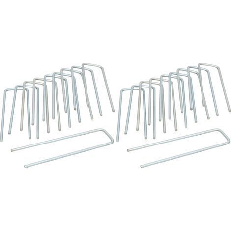 Lot de 10 Agrafe métallique, Galvanisée, Argent, 14 x 4 cm, Jardinage (1/5)