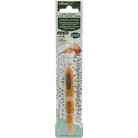 Clover Soft Touch Steel Crochet Hook No.4 1.25mm