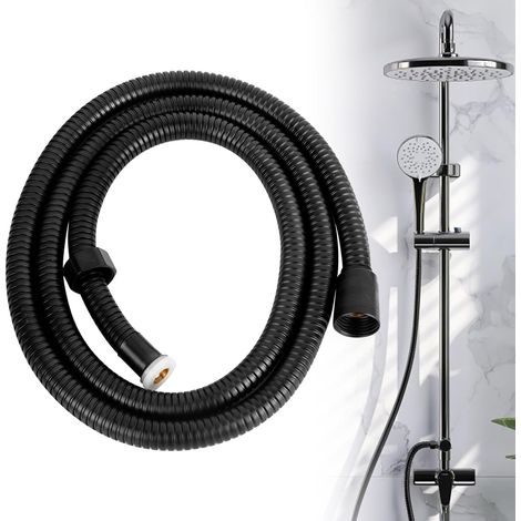 Manguera de ducha universal - 1,5 m - Protección anti-torsión - Flexible - Para ducha de mano - Negro (1/5)