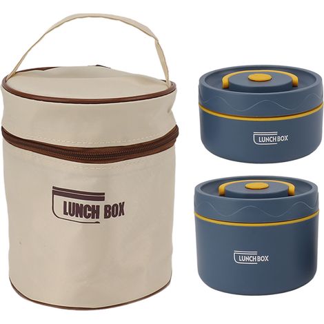 Geräumige, auslaufsichere und leicht zu reinigende, isolierte Edelstahl-Lunchbox – Büro-Lunchbox mit 2 Fächern (1/5)