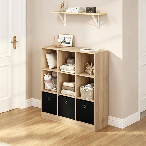 Libreria scaffale contenitore 80 x 86,5 x 30 cm con 3 cassetti in tessuto HAVRYA (1/5)
