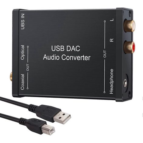 Convertisseur USB vers SPDIF Coaxial et Jack 3,5 mm pour PC, DAC externe audio numérique, adaptateur optique et coaxial, sortie stéréo, compatible Windows, Mac, lecteur multimédia, connexion rapide, h (1/5)