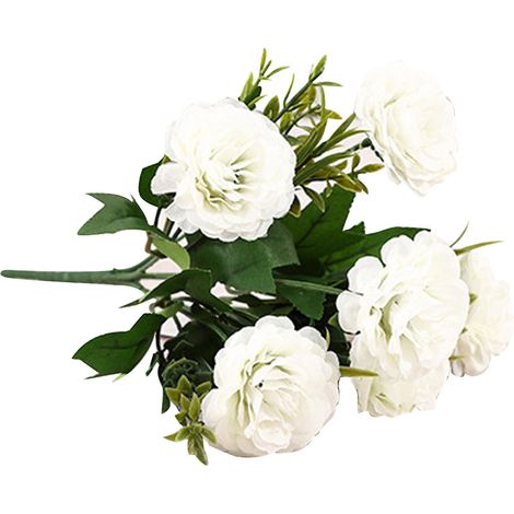 Bouquet De Fleurs Artificielles En Soie Blanche - Décoration Réaliste Pour Mariage Et Maison - Style Européen - 1 Pièce (1/2)