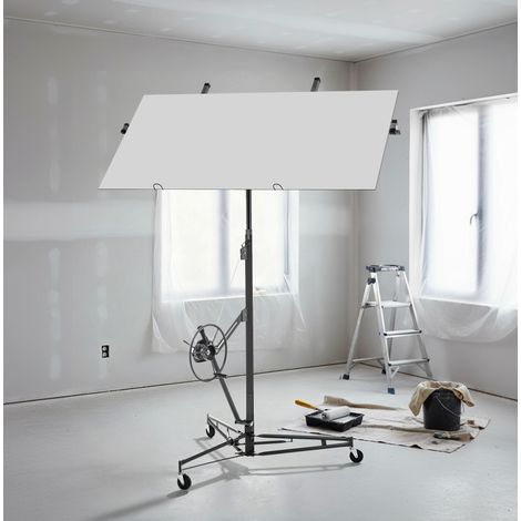 Sollevaplacche pieghevole 68 kg, altezza regolabile 180-470 cm, 60°, 3 ruote, grigio OKMYHOME (1/5)
