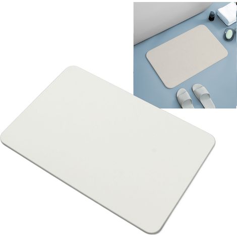 Tapis Anti-dérapant Absorbant Tapis Bain Rapide Séchage Tapis Salle De Bain Pied Mat Blanc 60x39cm Diatomite Fibre Bois (1/5)