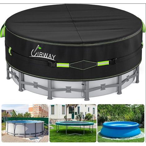 458 cm Couverture de Piscine Ronde avec Bandes réfléchissantes Couverture de Piscine pour piscines Hors Sol Couverture Solaire incluant Une Corde d'attache et des Clous Lumineux au Sol (1/5)
