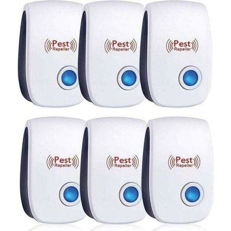 Repulsif Ultrasons, Ultrason Souris Lot de 6, Ultrason Souris et Rat Efficace Contre Souris,Rats,Mouches,Moustiques,Insectes Nuisibles,Araignées,Cafards, Sûr et Non Toxique
