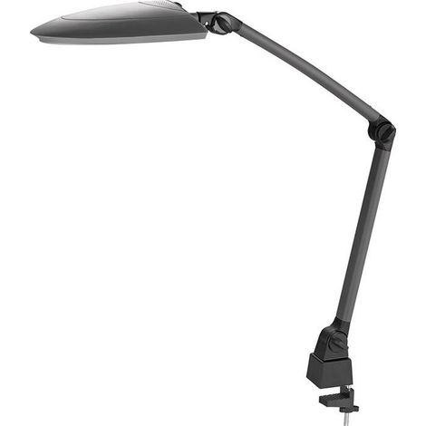 Lampe de bureau plastique noir/anthracite pied et pince de table avec LED (1/4)