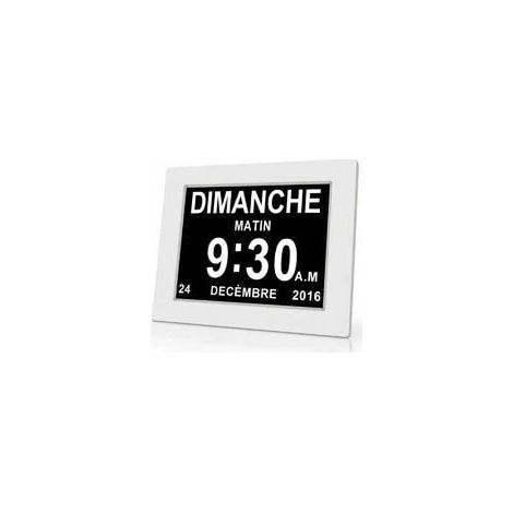 Horloge calendrier numérique One Piece 7 pouces avec date et heure, horloge Alzheimer pour parents, rappel de médicaments pour grands-parents et enfants - Blanc (1/4)