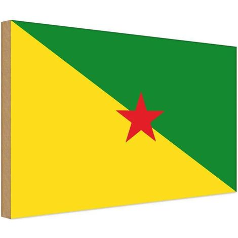 Panneau en bois 30x40 cm Drapeau, bannière et armoiries de la Guyane française (1/4)