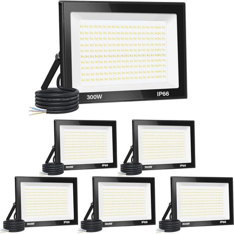 【6PCS】300W Projecteur LED Exterieur 30000LM IP66 Imperméable spot led exterieur Super Brillant Eclairage Extérieur Blanc Chaud(3000k) Sécurité spot led pour stades, usines, Parking, garage, jardi (1/5)
