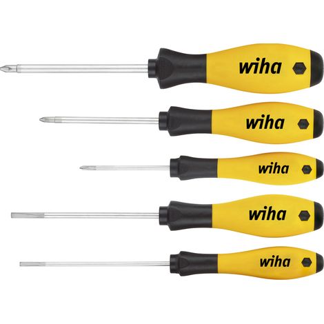 Wiha Schraubendreher Set SoftFinish® ESD (27252), 5 tlg., Schraubenzieher Satz für Elektroniker, Schraubwerkzeug für Verschrauben an elektrostatisch empfindlichen Bauteilen, Schlitz/ Phillips (1/2)
