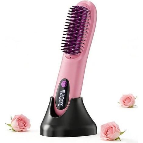 Cette brosse de coiffage professionnelle, compatible avec les cheveux courts, possède trois réglages de température, convient à tous les types de cheveux et a été spécialement conçue. (1/5)