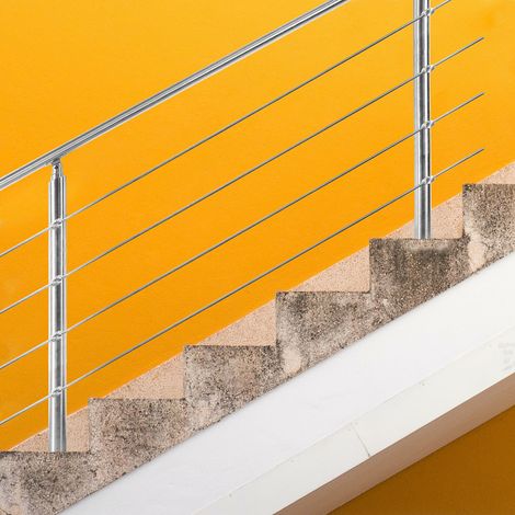 Randaco 180 cm Edelstahl Handlauf Geländer Treppengeländer mit 4 Querstreben für Treppen Brüstung Ø 42mm Balkongeländer Aufmontage
