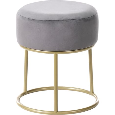 Reposapiés de terciopelo gris oscuro con base de metal dorado glam moderno Delco