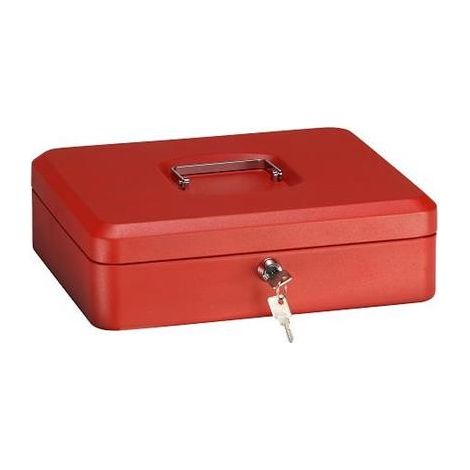 ARREGUI Elegant Cassetta di sicurezza con chiave per contare e trasportare denaro, Cassetta Portavalori in acciaio con vassoio Portamonete, Cassaforte portatile de 30 cm di larghezza Rossa C9244