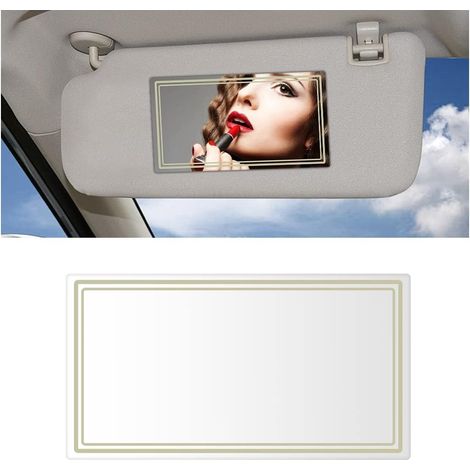 BRAVIX Miroir Décoratif Pare Soleil En Acier Inoxydable pour Pare Soleil Chambre Salle de Bain, Miroir de Courtoisie de Pare Soleil, Miroir Maquillage Voiture Cosmétique Décoratif(Rectangulaire)