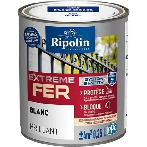 Peinture Fer RIPOLIN Extreme Fer Bi-Activ Blanc 0,25 L (1/2)