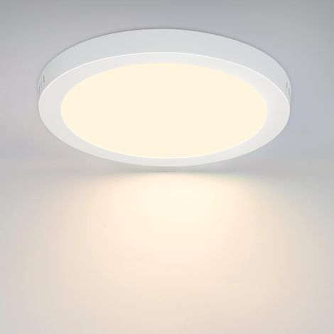 ZMH Plafond LED blanc rond plat contemporain 18W blanc tiède 3000K IP44 imperméable pour bureau salle salon salle de bains chambre à coucher Ø23CM (1/5)
