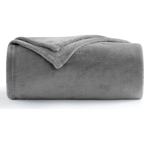 Fleece Blanket 150 x 200 cm – Sofa Throw, Sofa Blanket, 150 x 200 cm Flannel 1 Person, Soft and Warm, Grey (1/5)