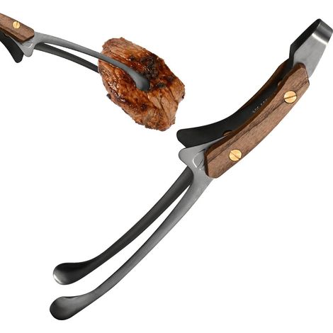 Pince à spatule – Pince japonaise pour barbecue – Pince argentée autoportante – Pince antidérapante et résistante à la chaleur – Pince pour grillades – Accessoires de camping (1/5)