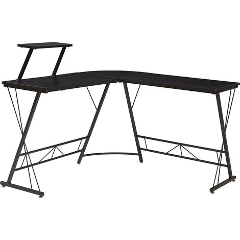 Bureau table poste de travail avec plateau surélevé 122 x 122 x 98 cm noir