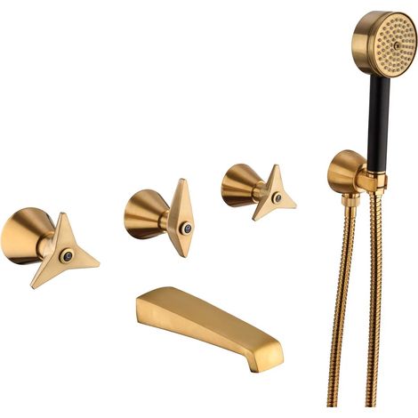 Miscelatore batteria incasso per vasca con set doccia in finitura ottone spazzolato Mamoli Gio Ponti 2519FR14002G  Ottone spazzolato