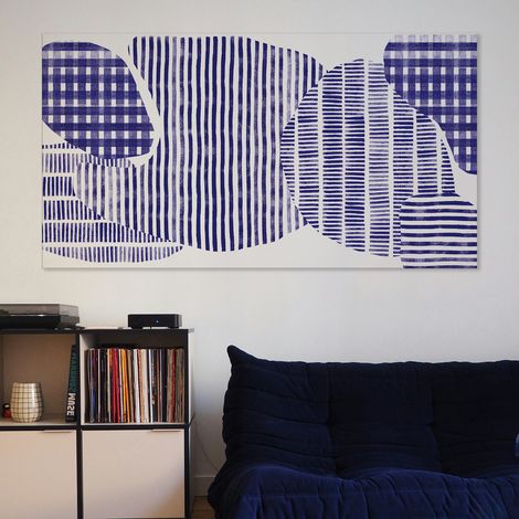 Tableau canopée bleu en toile imprimée, 90x60 cm (1/5)