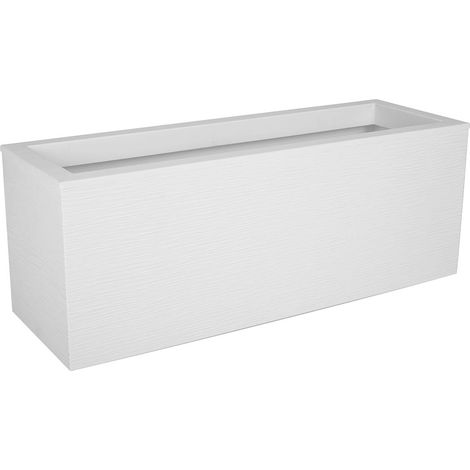 EDA – Balconnière rectangulaire 59 x 19,5 x 22,8 cm – 25 L – Polypropylène anti-UV – Zone de rétention d'eau intégrée – Blanc cérusé