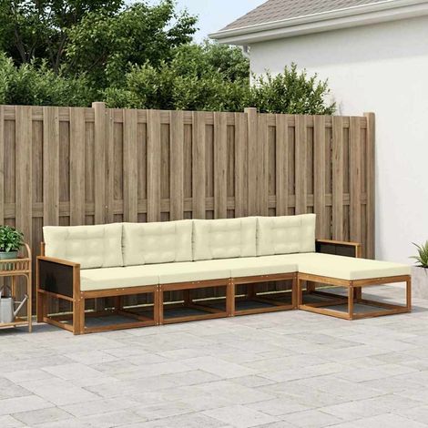 vidaXL Outdoor-Sofagarnitur mit Kissen 5 pcs Natur und Creme (1/5)