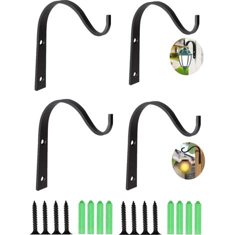 Crochet De Suspension Pour Plantes - En Acier Peint Noir Anti-Rouille - Pour Intérieur Extérieur Jardin - Lot De 4 (1/5)