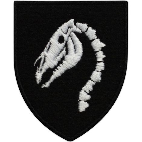 Aufnäher „Pferdeschädel“ – schwarzer Stoff und Baumwollfäden – zum Aufbügeln/Heißsiegeln – gestickter Aufnäher/Abzeichen/Emblem